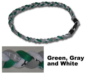 3 Rope Tornado Titanium Necklace (Green/Grey/White)