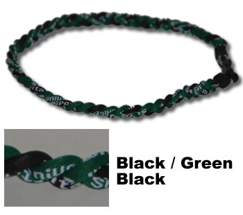 3 Rope Tornado Titanium Necklace (Black/Green/Black)