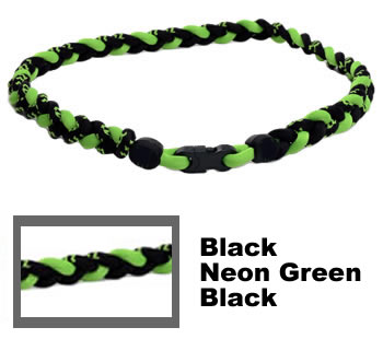 3 Rope Tornado Titanium Necklace (Black/Neon Green/Black)