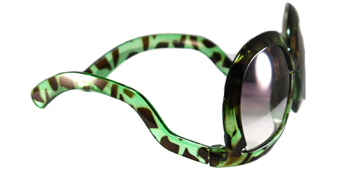 Animal Print Upside Down Oversized Sunglasses in Green