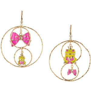 BETSEY JOHNSON Frog Bow Gypsy Hoop Earrings