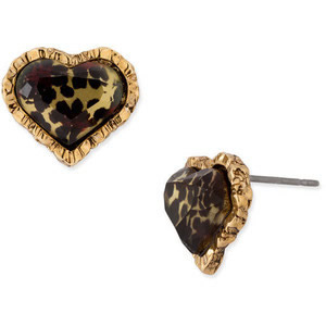 Leopard Heart Stud Earrings