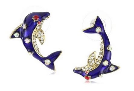 Navy Dolphin Stud Earrings