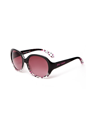 BETSEY JOHNSON Oval with Crystal Animal Fade Sunglasses