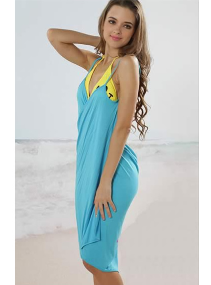 Lake Blue Open Back Cover up Dress