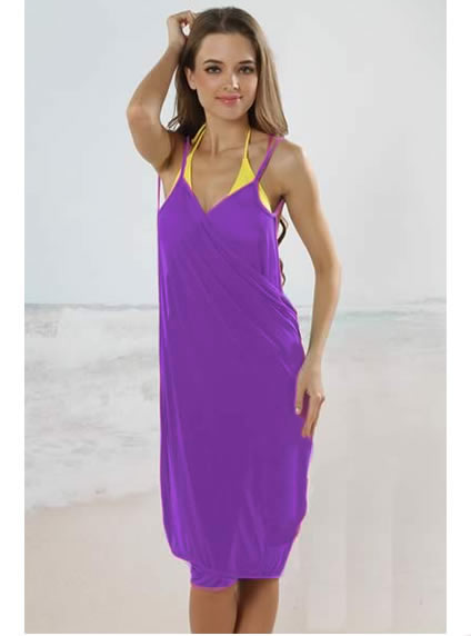 Violet Open Back Cover up Beach Dress