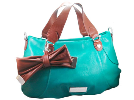 BETSEY JOHNSON Bow Tied Teal Satchel Handbag