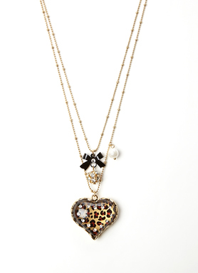 BETSEY JOHNSON Duo Heart Necklace