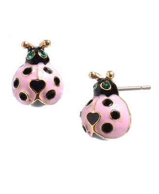 Pink Bug Stud Earrings