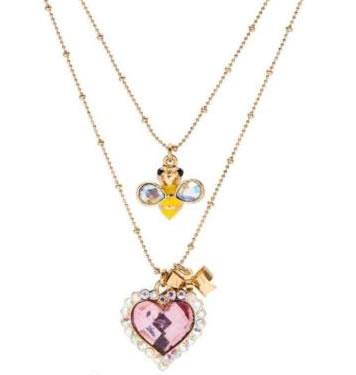 Secret Garden Heart Bee 2 Row Necklace