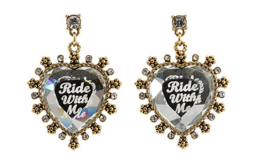 Betsey Johnson Lady Luck Ride Heart Earrings