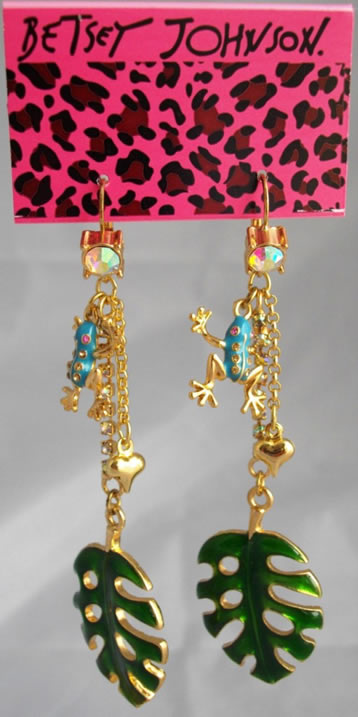 Betsey Johnson Jungle Fever Frog Earrings