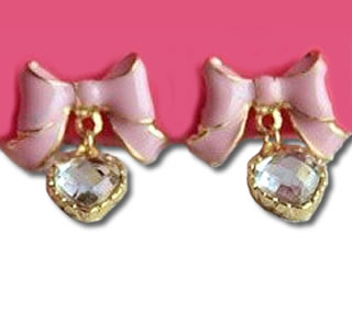 Betsey Johnson Pink Bow Earrings