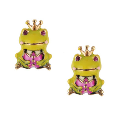 Betsey Johnson Rose Garden Frog Stud Earrings