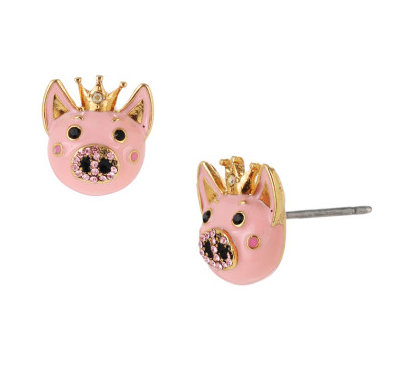 Betsey Johnson Pink Silver Crystal Fox Earrings Adorable Gift Box Bag Lk |  eBay