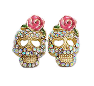 Rose Skull Stud Earrings