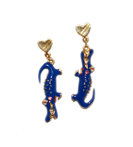 Blue Alligator Drop Earrings