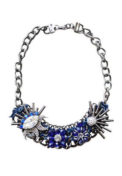 Sky Blue Diamantine 9 Stone Fine Necklace | Les Nereides - Harpers