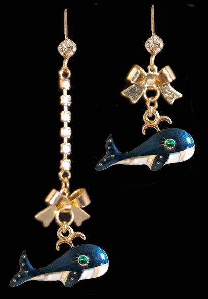 Blue Whale Dangle Earrings