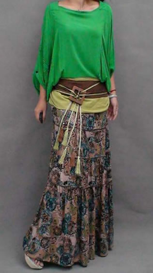 Bohemian Floral Skirt Green