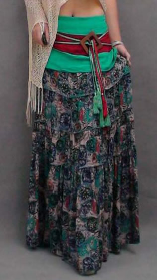 Bohemian Floral Skirt Teal