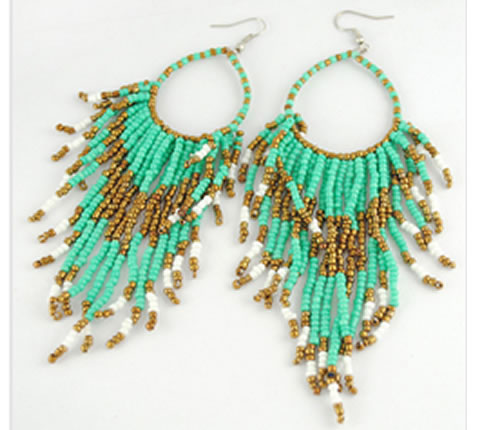 Bohemian Chandelier Earrings in Seaform Green