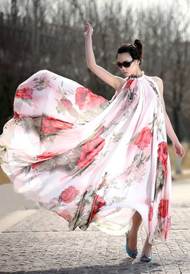 Boho Chiffon Floral Maxi Dress