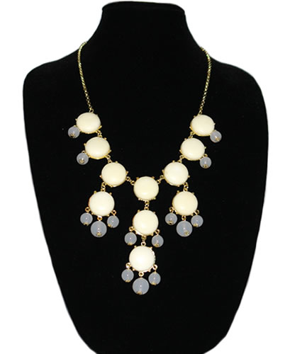 Bubble Bib Necklace in Creme