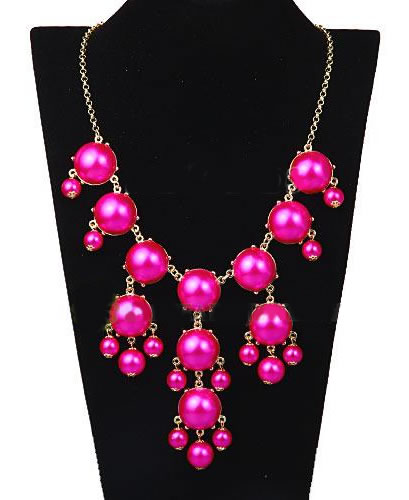 Bubble Bib Necklace in Pearl Hot Pink