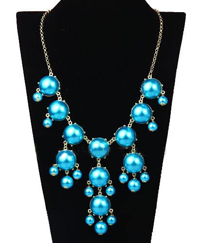 Bubble Bib Necklace in Pearl Teal