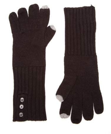 CALVIN KLEIN Black Touch Gloves with Buttons