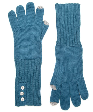 CALVIN KLEIN Teal Touch Gloves with Buttons