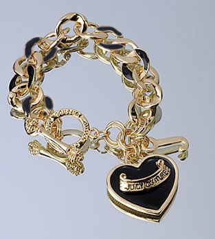 COUTURE Style Bracelet Black Heart Starter Gold