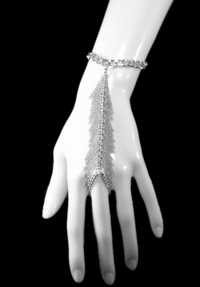 Cascading Fringe Silver-tone Slave Bracelet