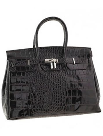 Classe Regina Dark Brown Croc Embossed Satchel