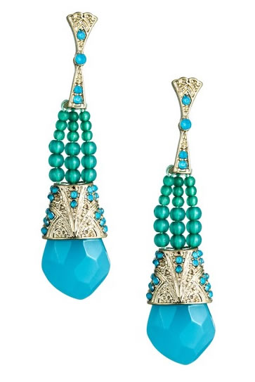 Danielle Stevens Beaded Blue Glass Drop Earrings