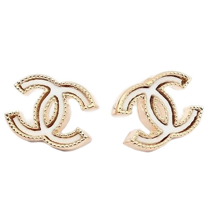 DC Gold-Tone Thick White Earrings