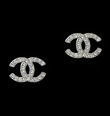 DC Silver Rhinestone Stud Earrings