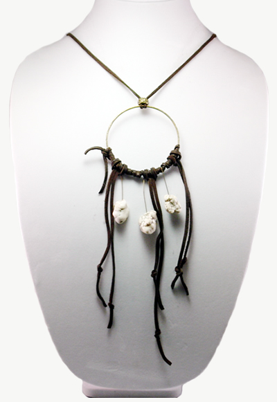 Hippie Chic Trendy Dream Hoop Necklace with white nuggets