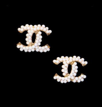 DC Gold-Tone White Bead Earrings