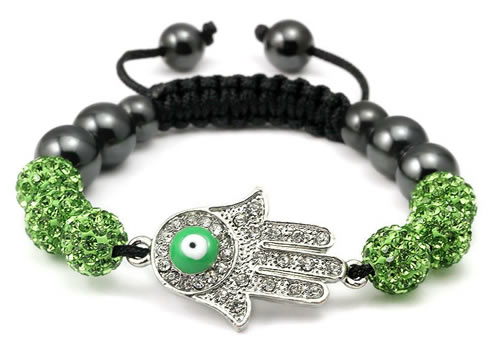 Green Hamsa Hand Bracelet