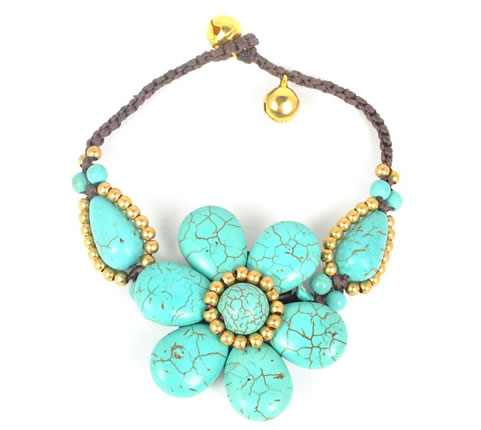 Handmade Turquoise Flower Bracelet