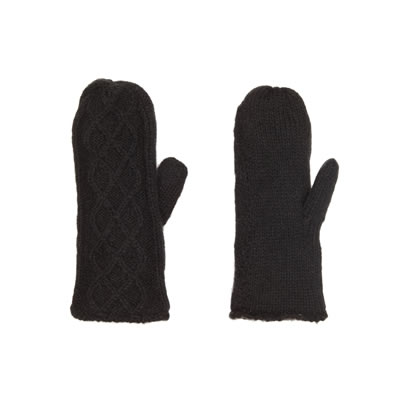 Hat Attack Cable Knit Mittens with Micro-Fur Lining