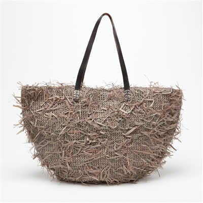 Hat Attack Rustic Straw Taupe Tote