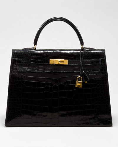 Hermes Black Crocodile Leather Kelly 35cm