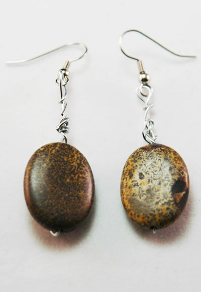 Hippie Chic Trendy Brown Wire Drop Earrings