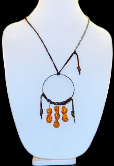 Hippie Chic Trendy Dream Hoop Necklace with orange nuggets