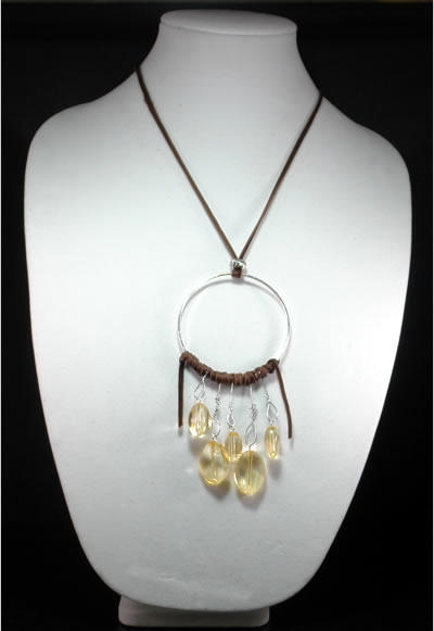 Hippie Chic Trendy Dream Hoop Necklace with clear yellow nuggets
