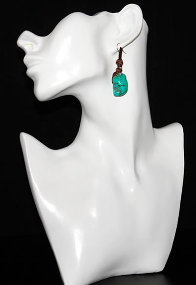 Hippie Chic Trendy Green Nugget Wrap Drop Earrings