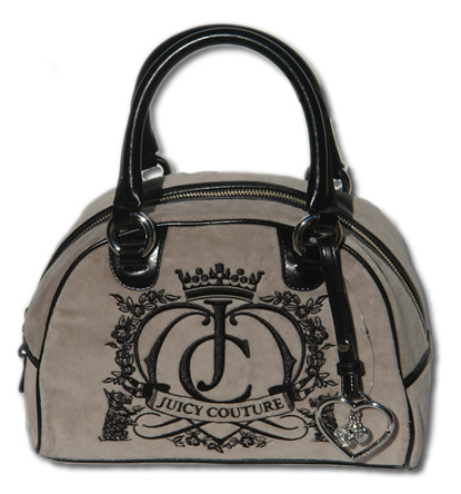 JUICY COUTURE Grey Bowling Bag Velour Handbag